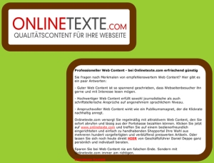 Auch Landingpages sind ein Fall für den Beckumer Textservice ONLINETEXTE.com
